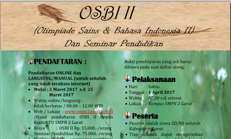OSBI II - Olimpiade Sains & Bahasa Indonesia II Dan Seminar Pendidikan